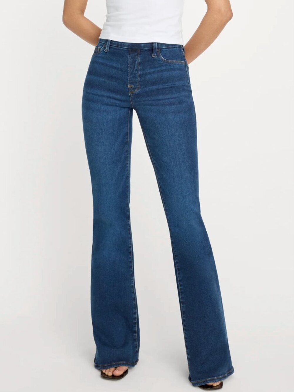 Good American Power Stretch Pull on Flare Jeans Size 1